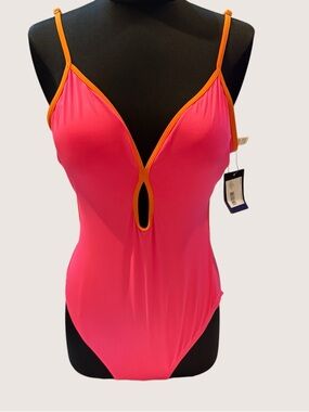 kate spade Hot Pink One-Piece Swimsuit with Orange Trim